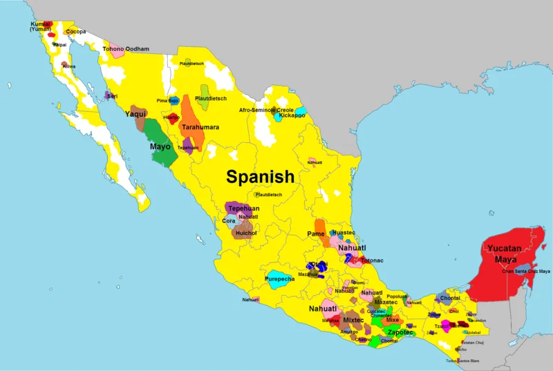Карта коренных языков Мексики