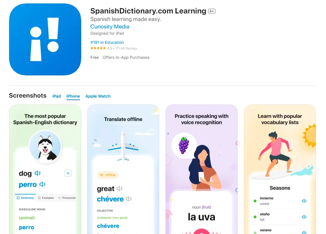 приложения для изучения испанского spanish dictionary